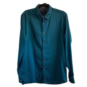 Ted Baker Button Down Shirt Long Sleeve Green Large Men’s